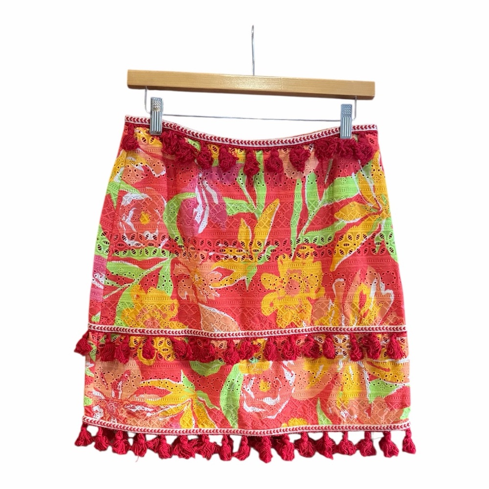ANTHROPOLOGIE VERB by Pallavi Singhee Electra Eyelet Mini Skirt S Pom Poms‎ - Picture 3 of 10
